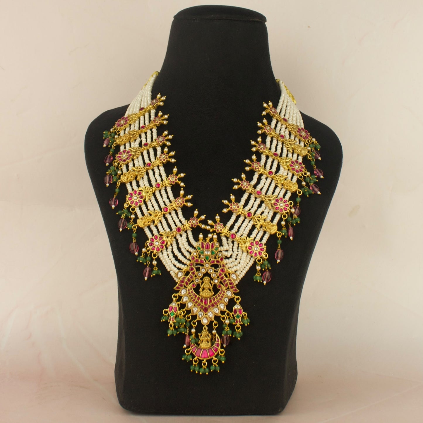 Grand Floral Lakshmi Devi Jadau Kundan Rani Haar