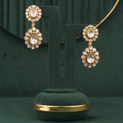 Designer Victorian Floral Design Drop Earrings - Handcrafted Indian Bridal Jewelry by Dulhan Jewels