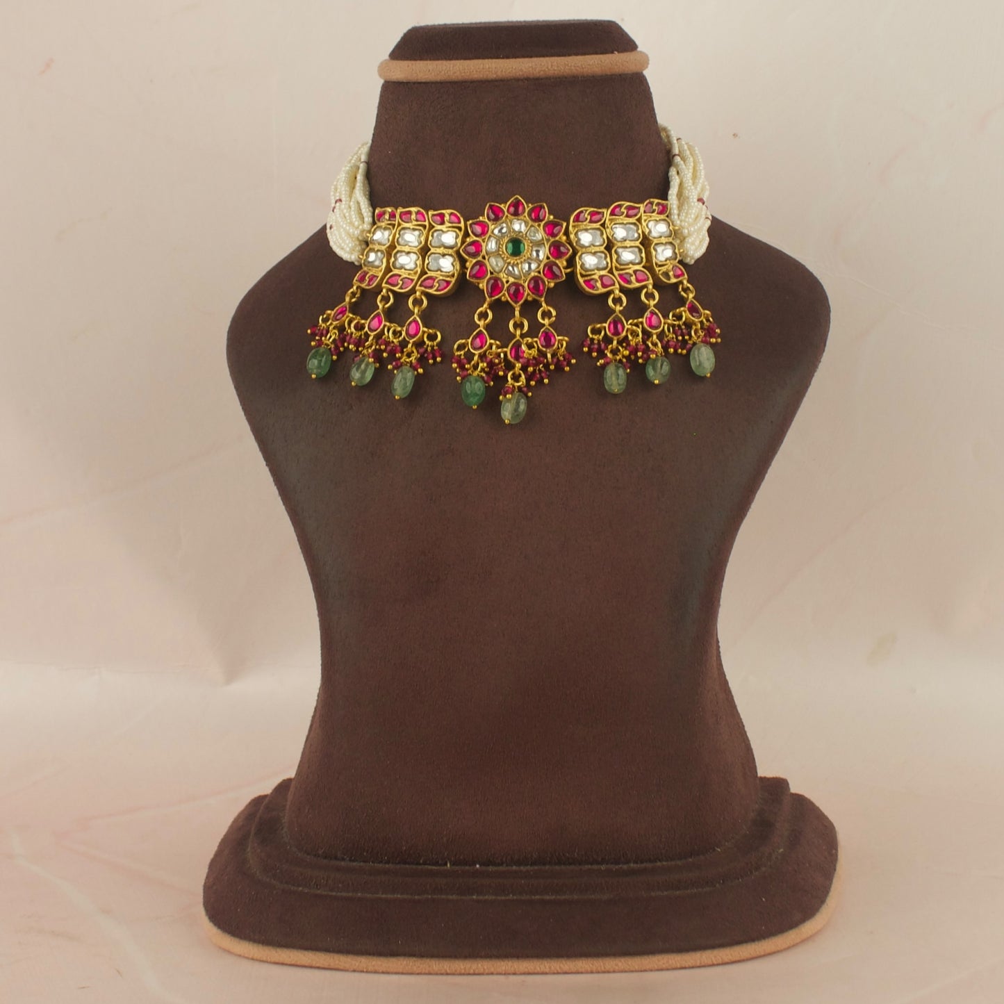 Impressive Floral Design Jadau Kundan Beads Choker