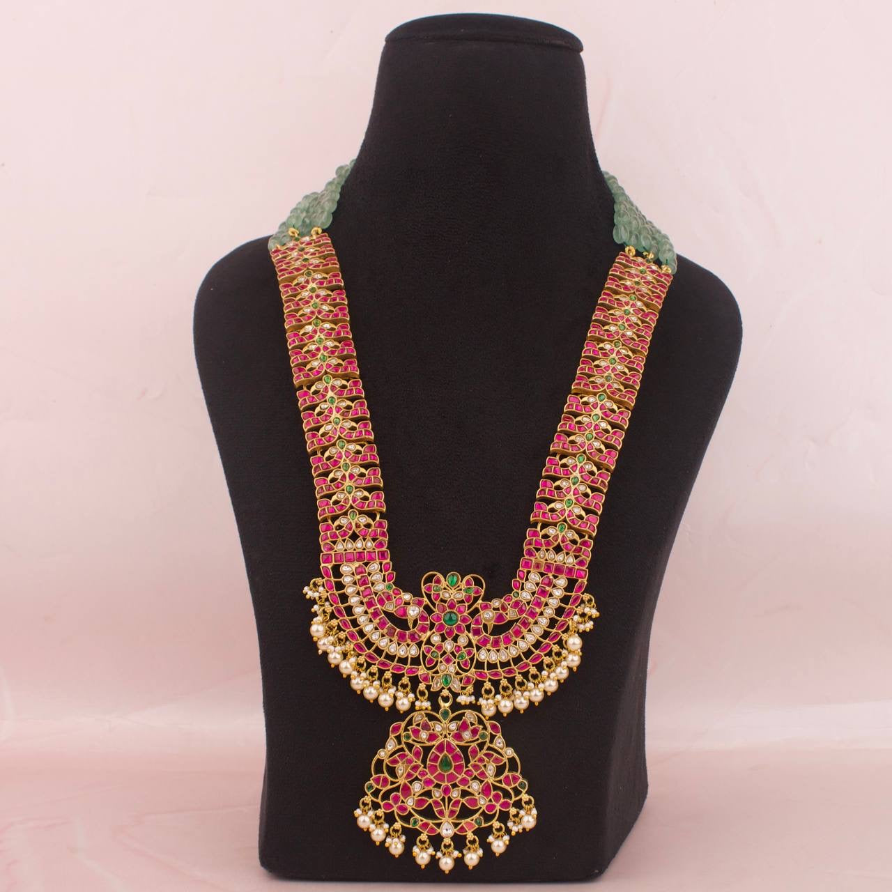 Bridal Jadau Kundan Rani Haram Long Necklace With Beads Chain
