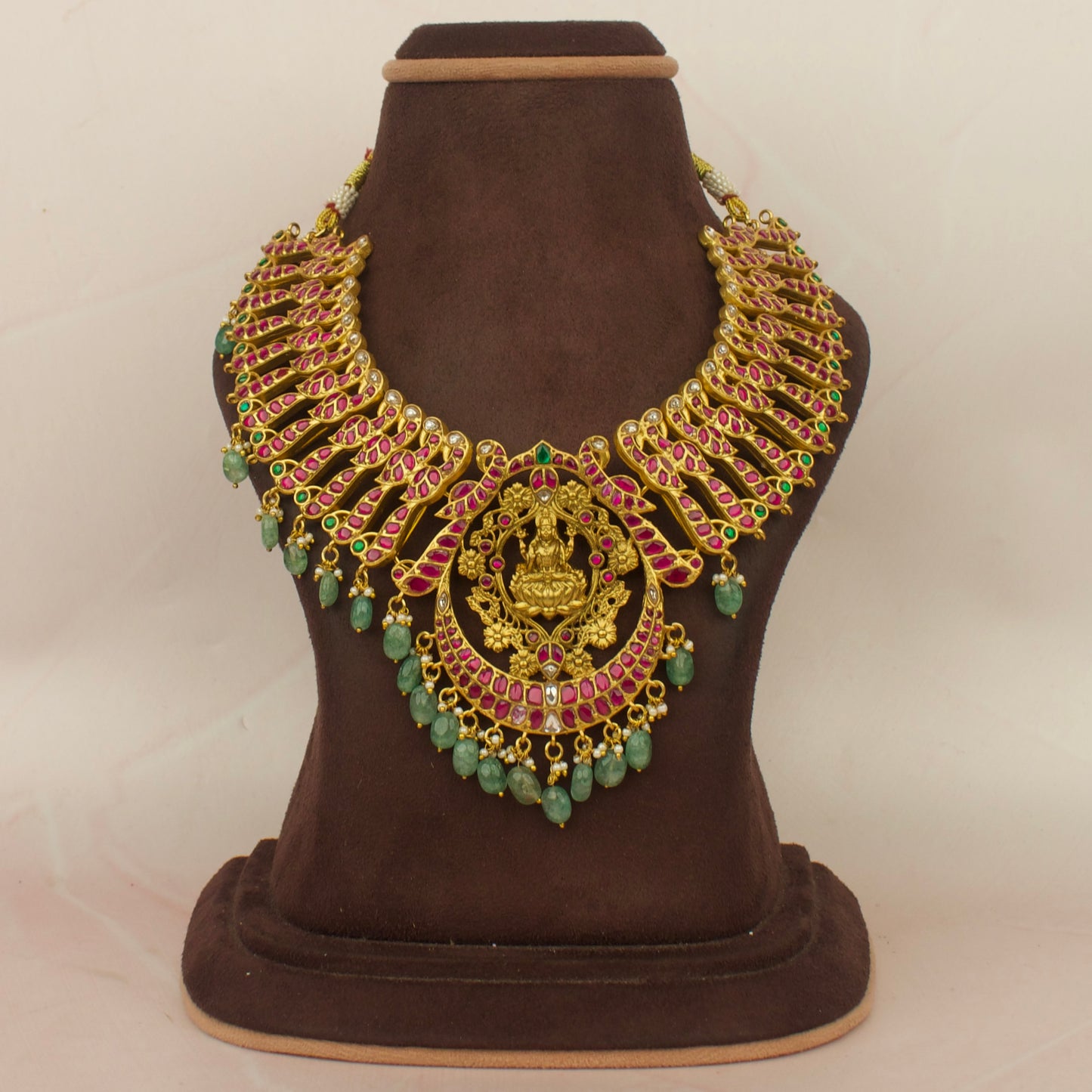 Regal Jadau Kundan Necklace with Goddess Lakshmi Motif