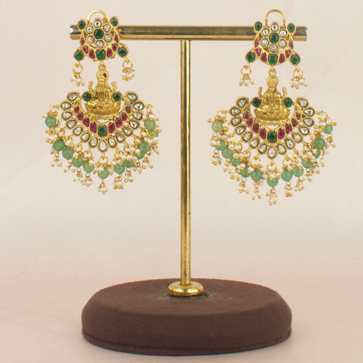 floral Lakshmi Design Jadau Kundan Chandbali