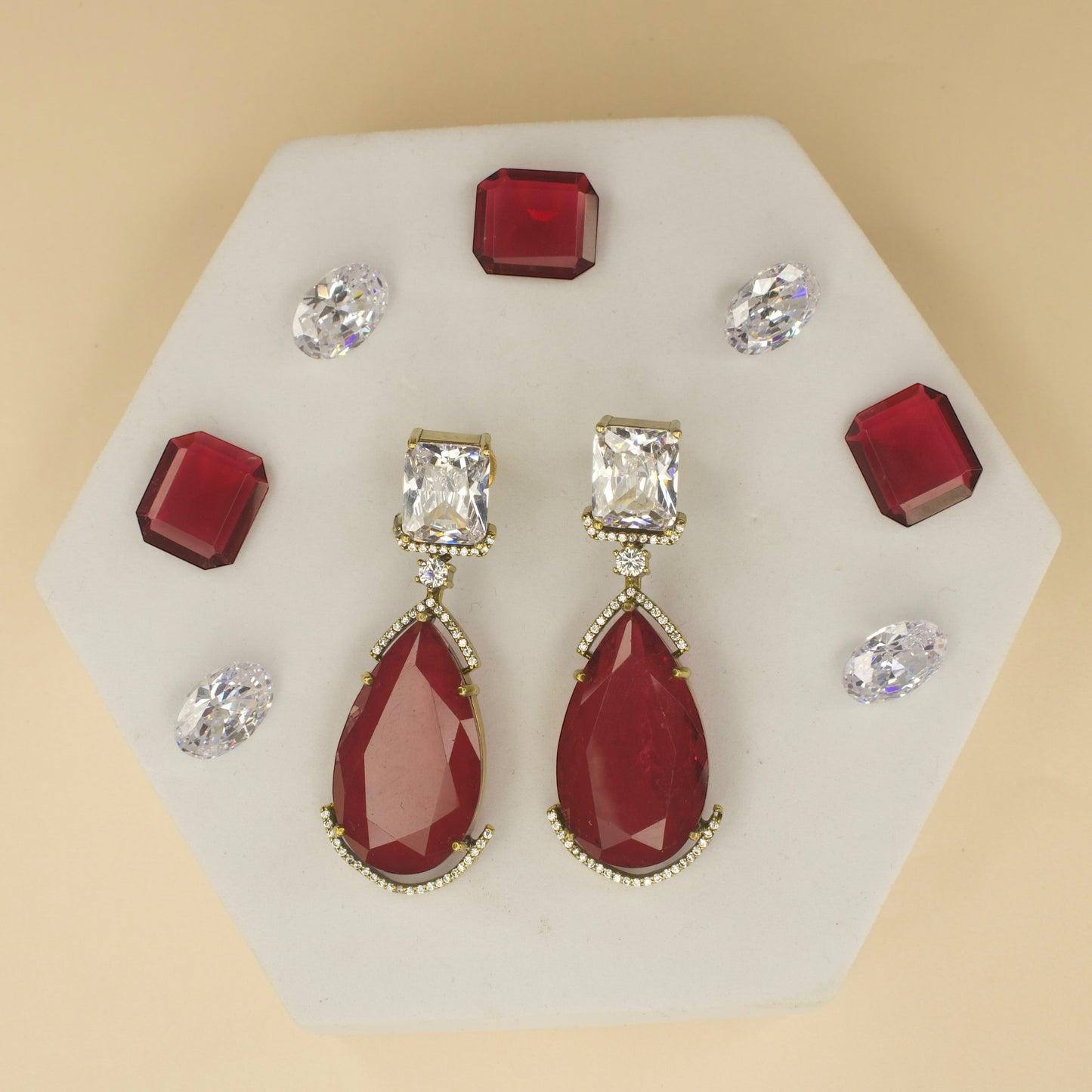 Fancy yet classic stone hanging earrings