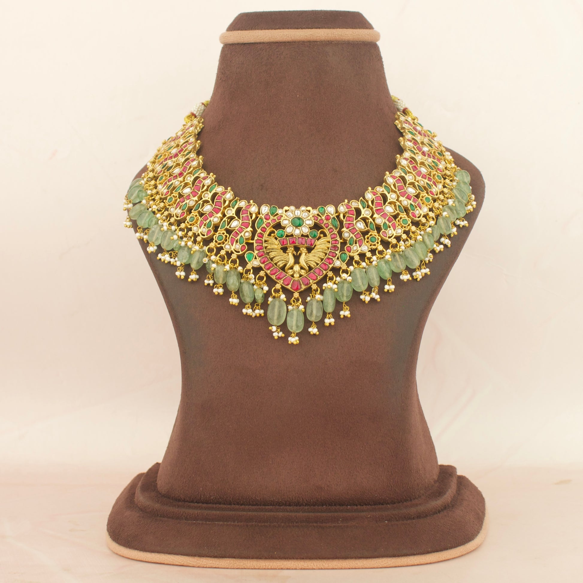 Alluring Jadau Kundan x Nakshi Short Necklace With Guttapusalu Hangings