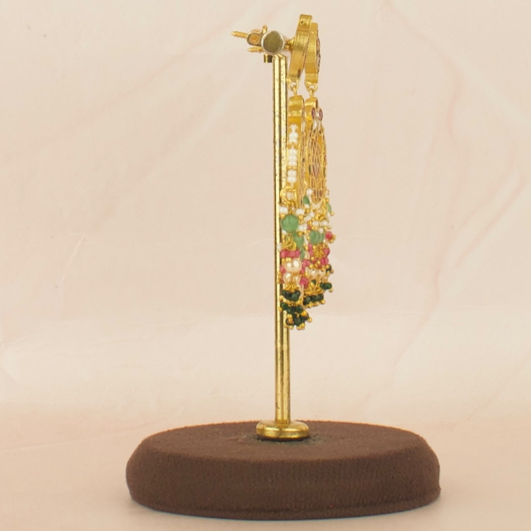 Exquisite Design Jadau Kundan Chandbali with Guttapusalu Hanging