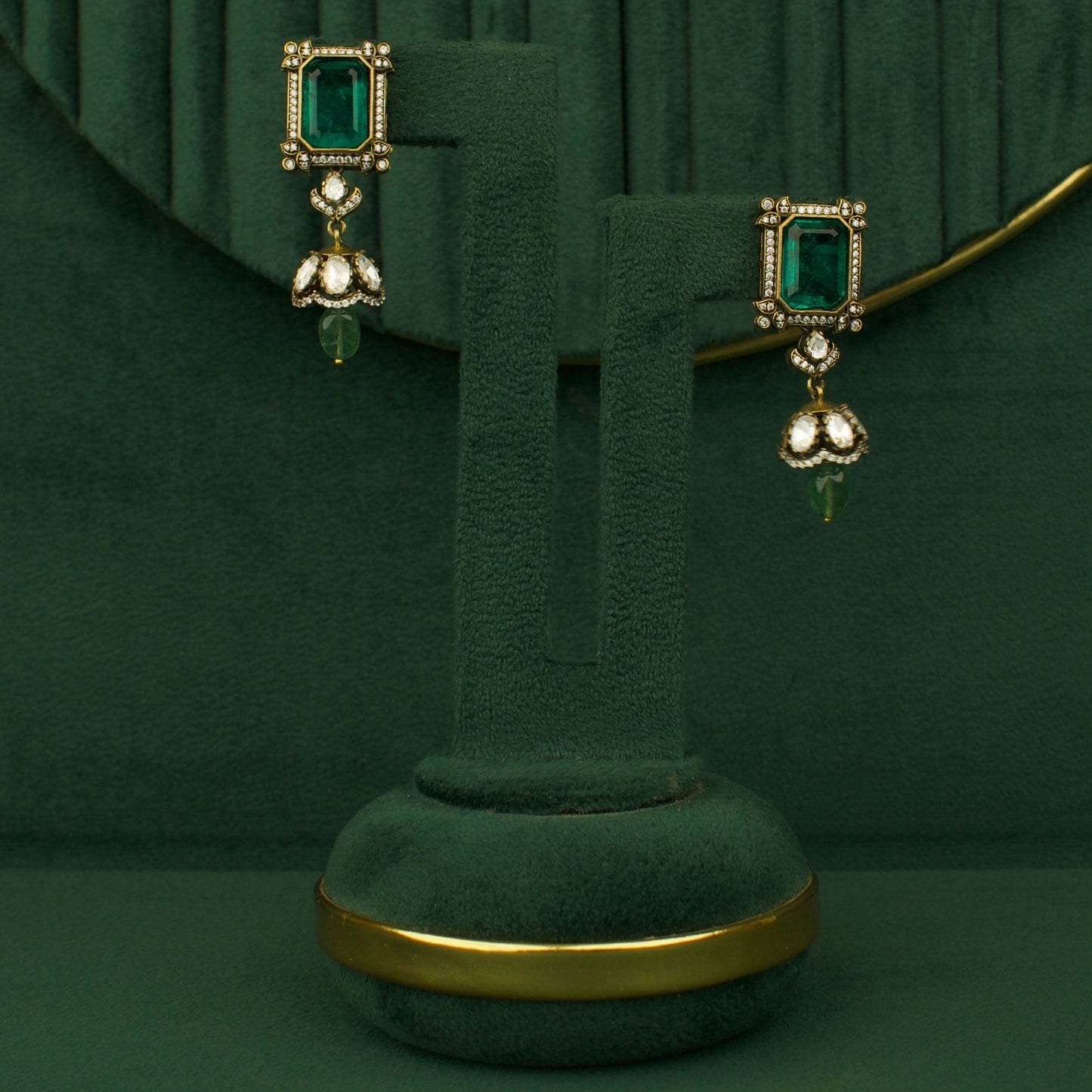 Royal Chandbali Design Polki Victorian Beads Necklace with Matching Earrings