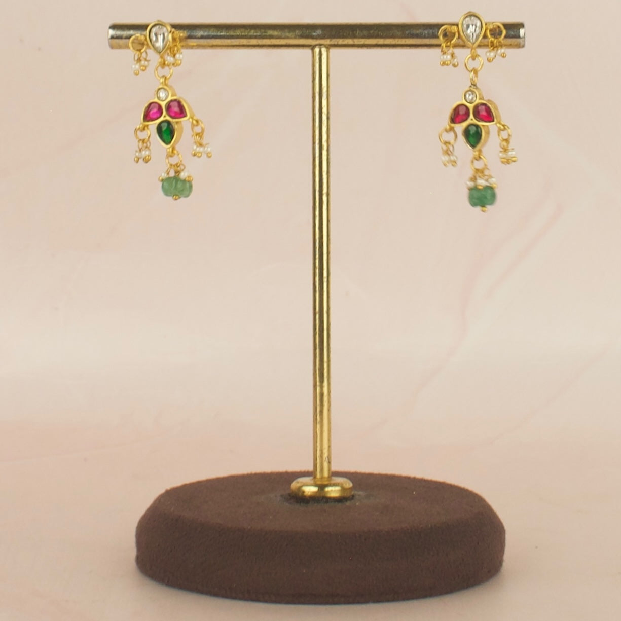Unique Bold Design Jadau Kundan Beads Necklace with Matching Earrings