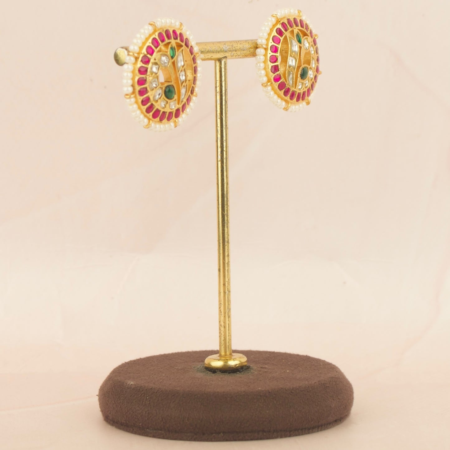 Circular Peacock Jadau Kundan Pearl Bordered Tops
