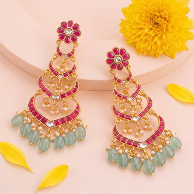 Bridal Chandbali Earrings With Strawberry Hangings