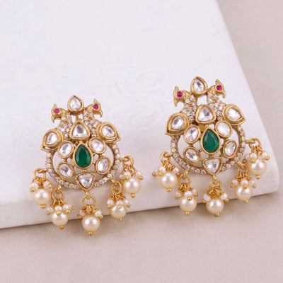 Designer Victorian Stud Earrings With Pearl Drops