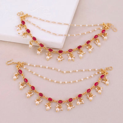 Simple Jadau Kundan Champasaralu With Pearl Drops - Handcrafted Indian Bridal Jewelry by Dulhan Jewels