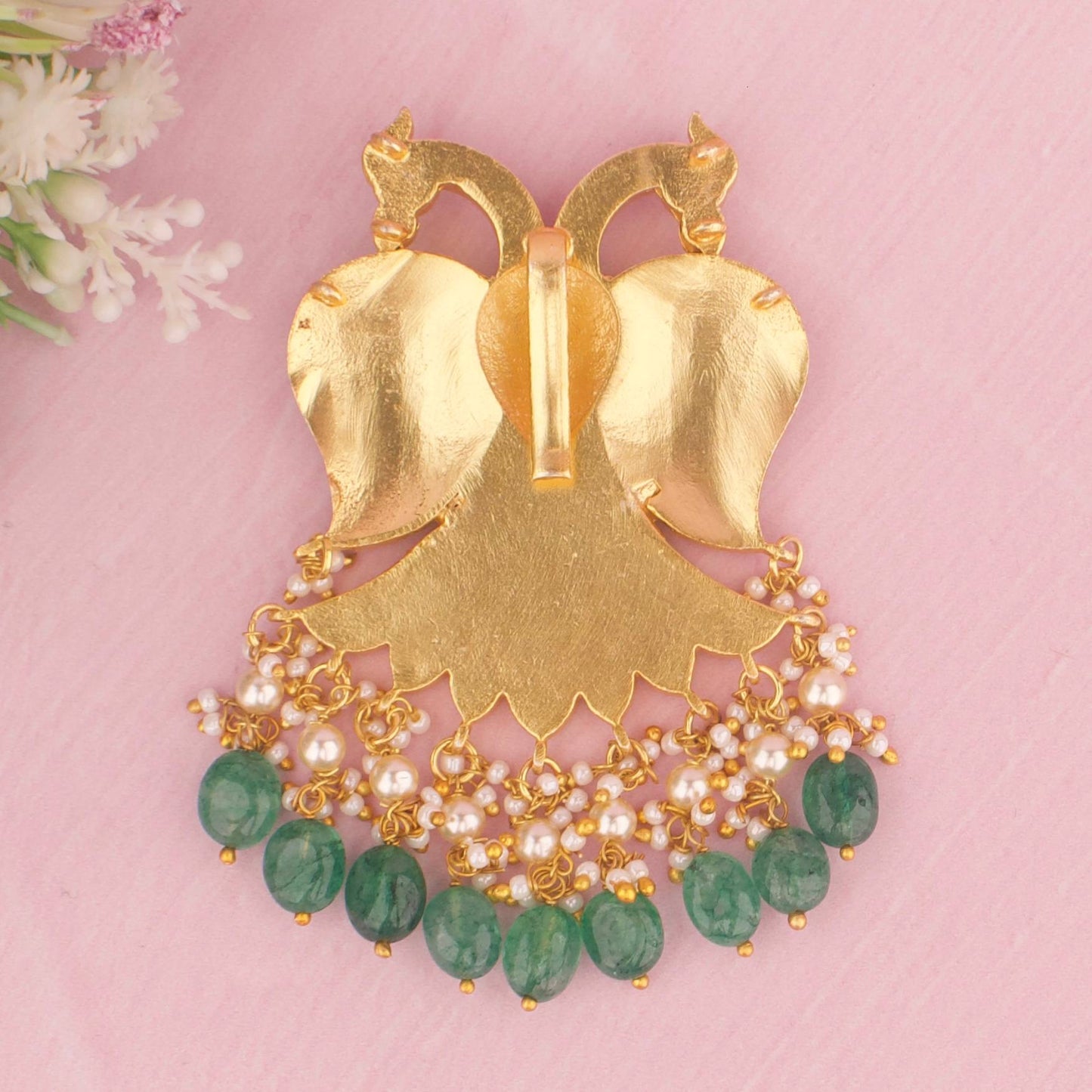 Royal Jadau Kundan Locket With Strawberry Beads