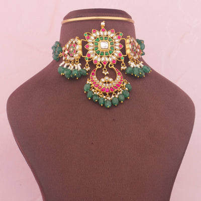 Royal Jadau Kundan Choker With Strawberry Beads