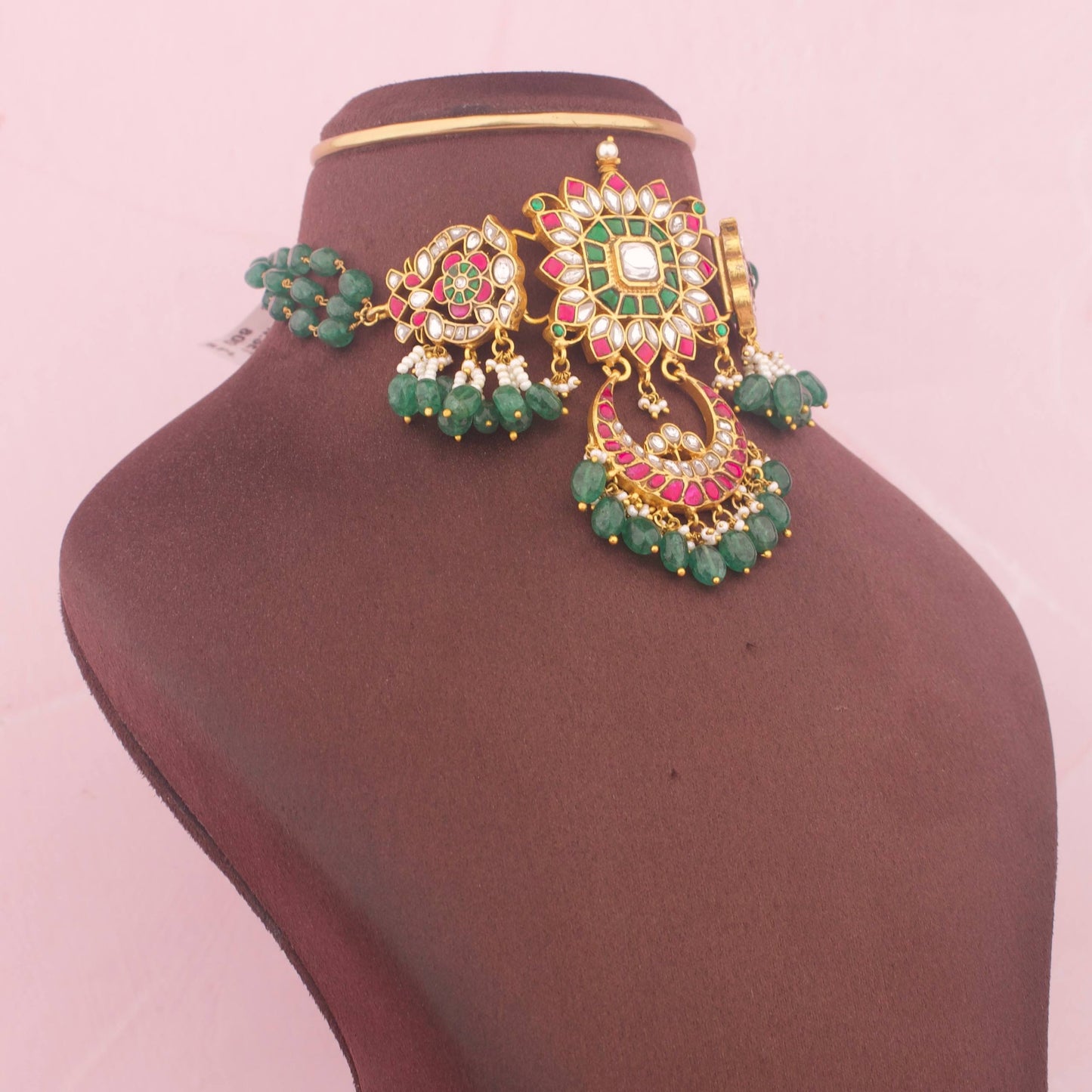Royal Jadau Kundan Choker With Strawberry Beads