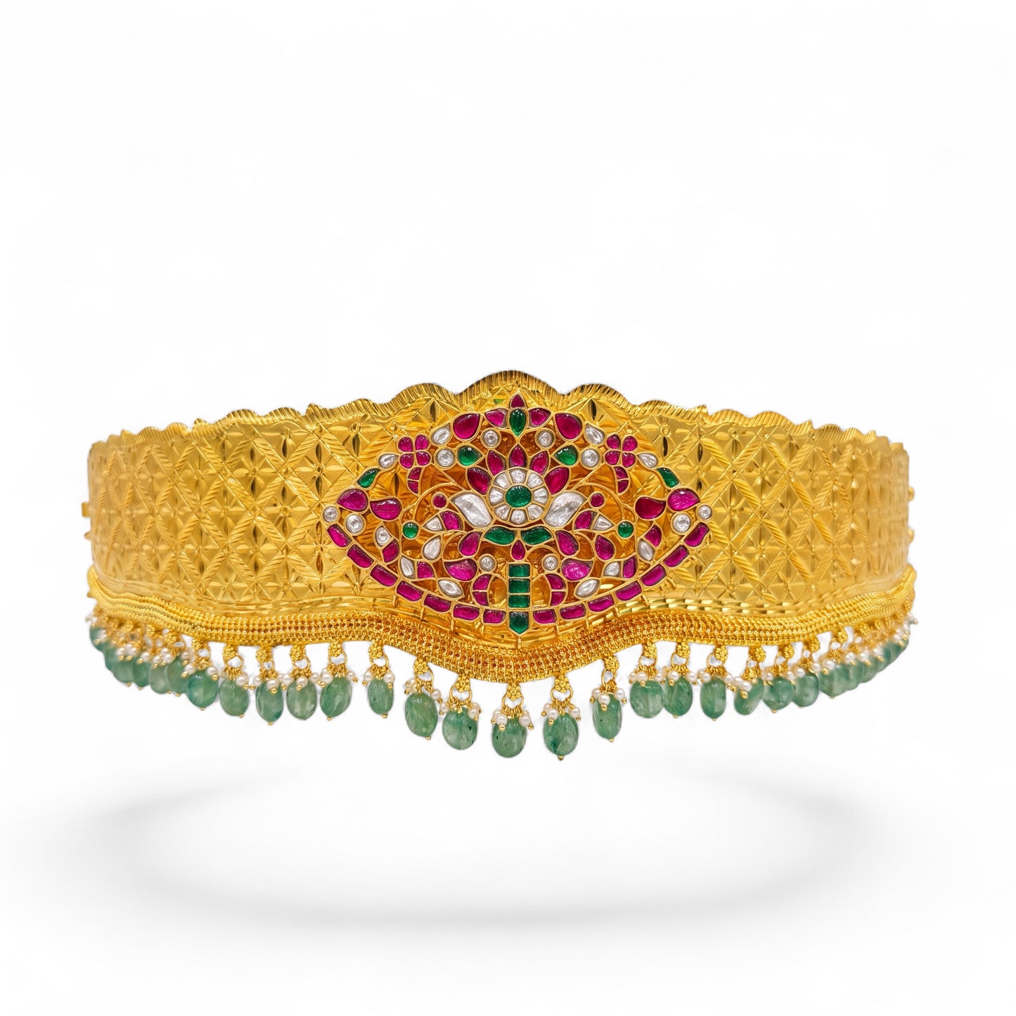 Bridal Jadau Kundan Hip Belt With Strawberry Beads