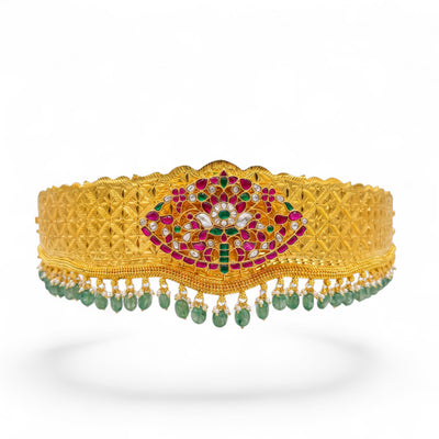 Bridal Jadau Kundan Hip Belt With Strawberry Beads