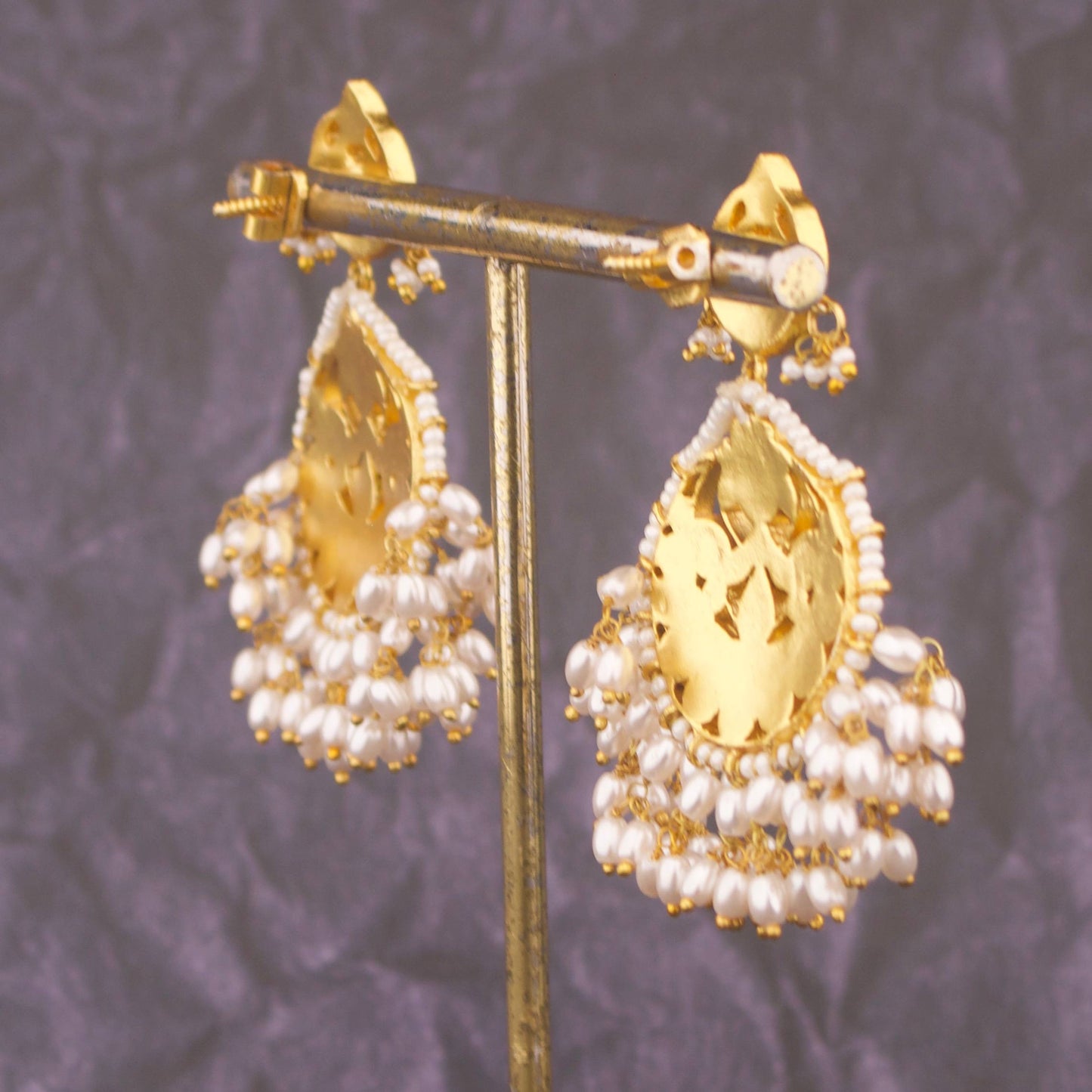 Unique Jadau Kundan Hangings Style Chandbali Earrings
