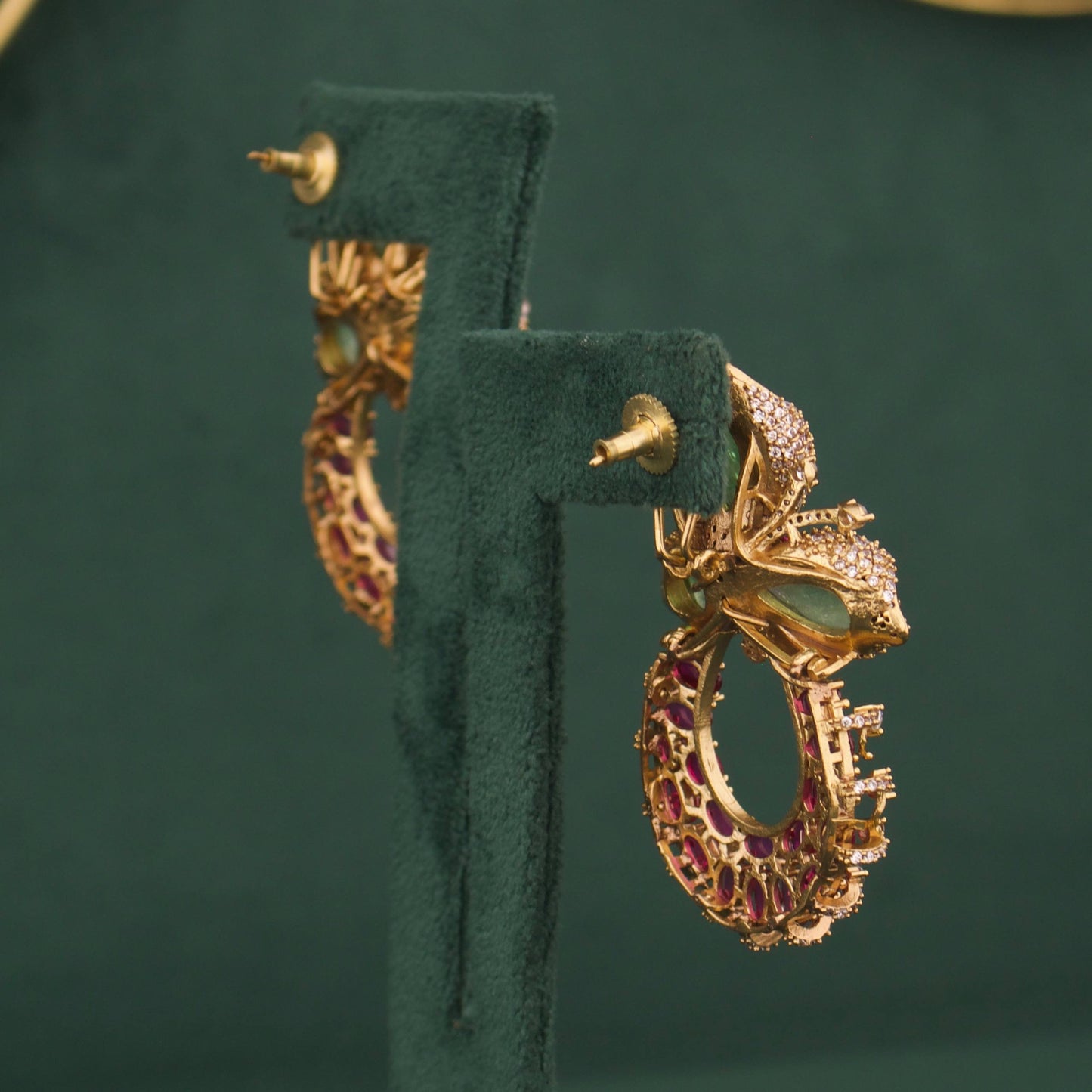 Dazzling Victorian Ruby Emerald Floral Design Necklace