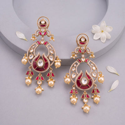 Traditional Victorian Chandbali Earrings With Pearl Drops