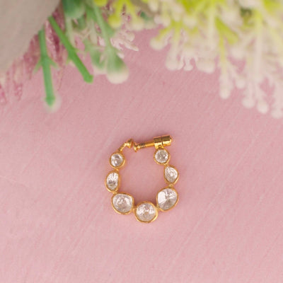 Elegant Moissanite Polki Nose Pin