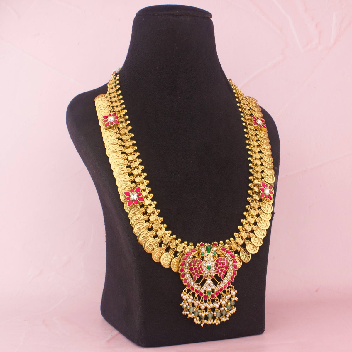 Traditional Jadau Kundan Long Kasulu Haram Craftsmanship & Detail View - Dulhan Jewels