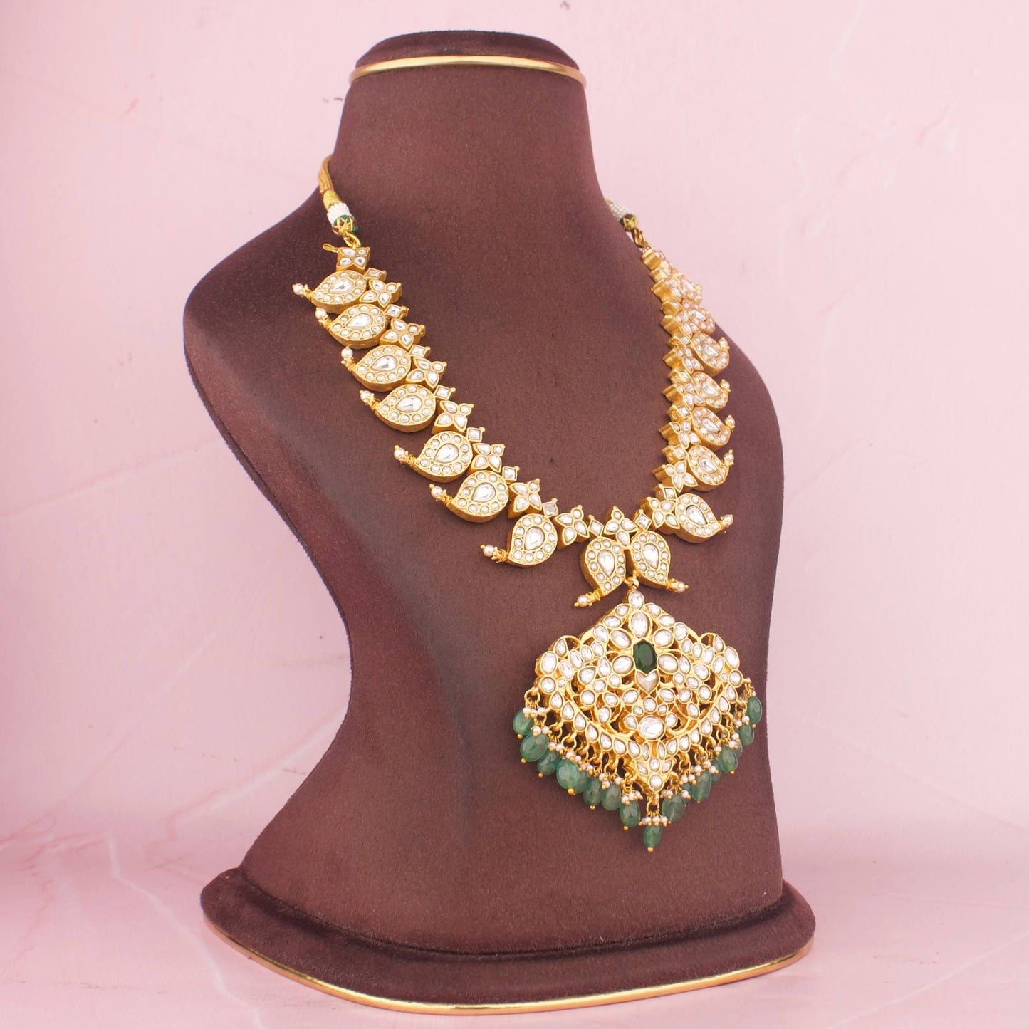 Ethnic Mango Haram 2-in-1 Reversible Jadau Kundan Necklace With Emerald Beads