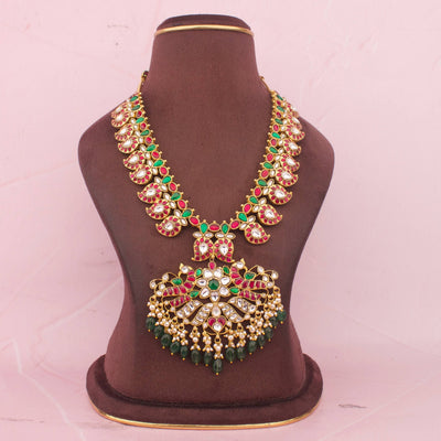 Heritage Jadau kundan Mango Haram With Emerald Beads