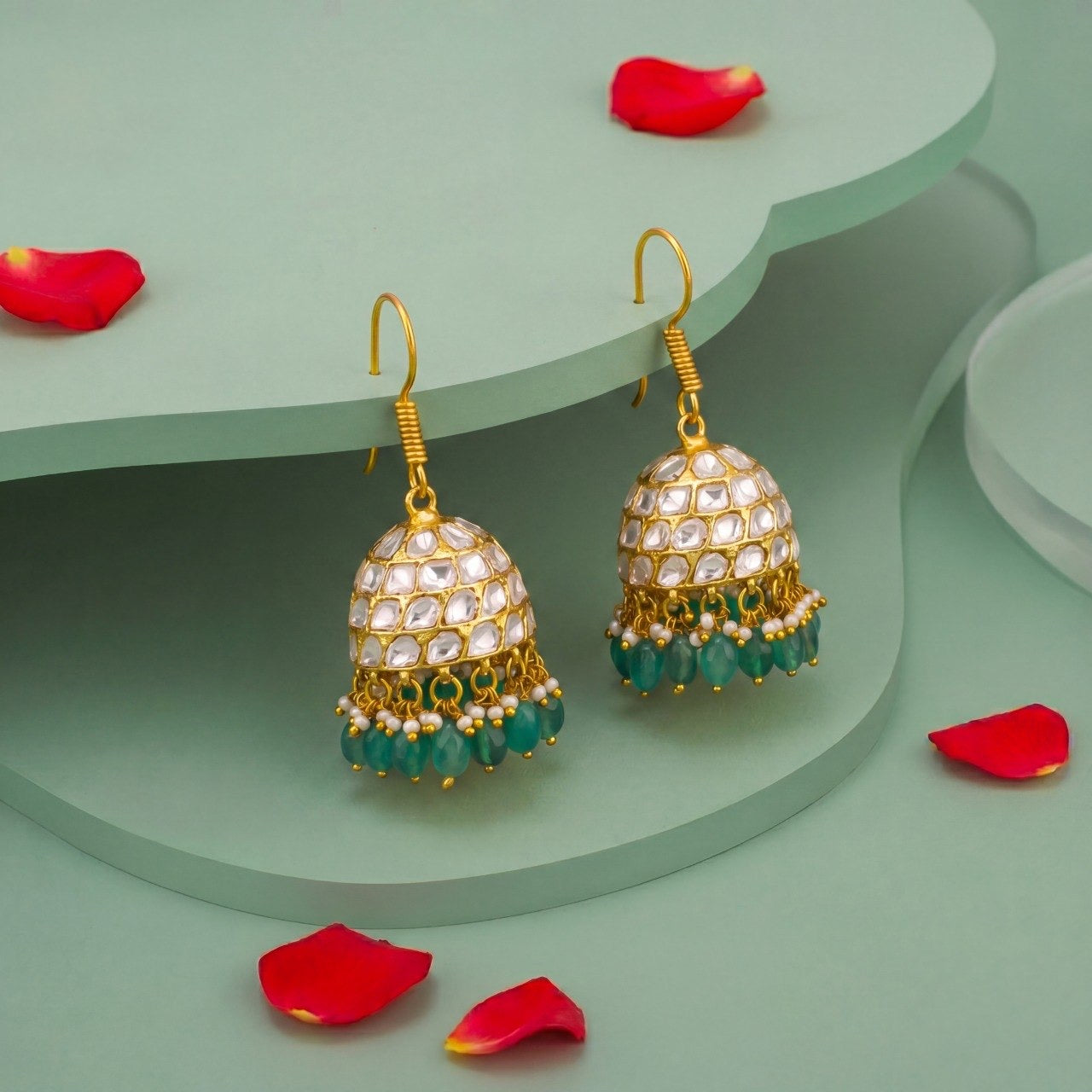 Captivating Moissanite Polki Jhumki Earrings