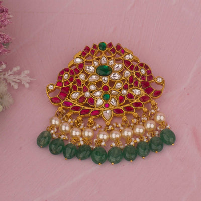 Floral Jadau Kundan Locket With Strawberry Beads