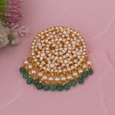 Unique Jadau Kundan Locket With Pearl Hangings