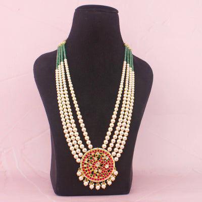 Classic Jadau Kundan Pearl Mala With Swarovski Pearls