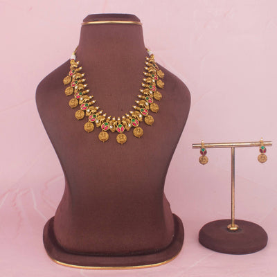 Fusion Nakshi Jadau Kundan Bottumala Necklace Set