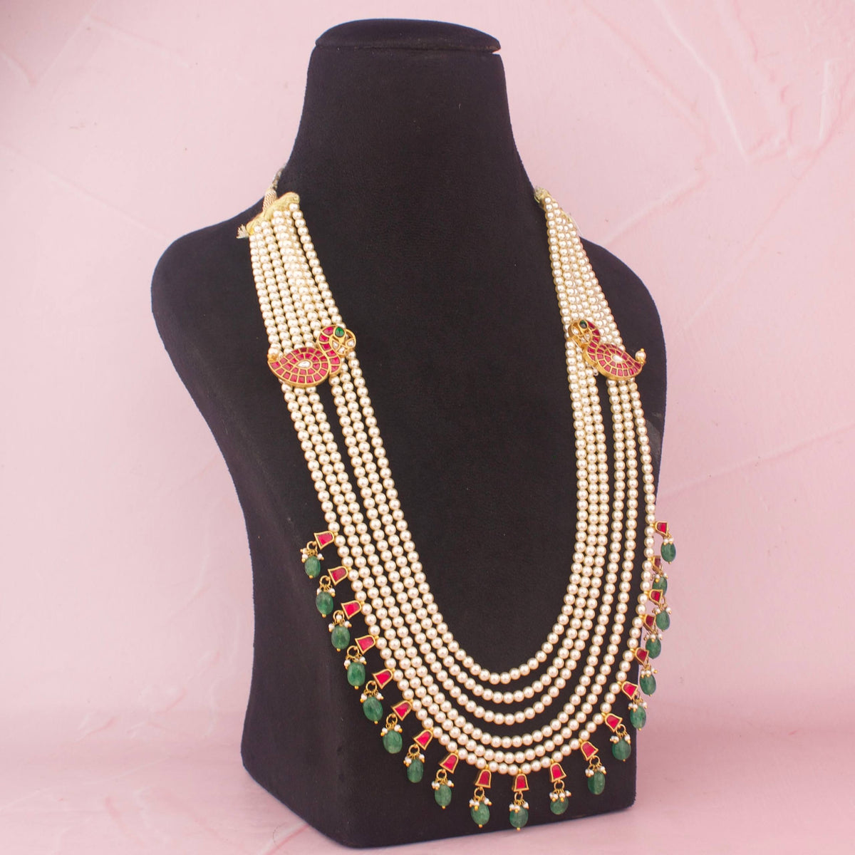 Bridal Jadau Kundan Pearl Mala With Kundan Droplets
