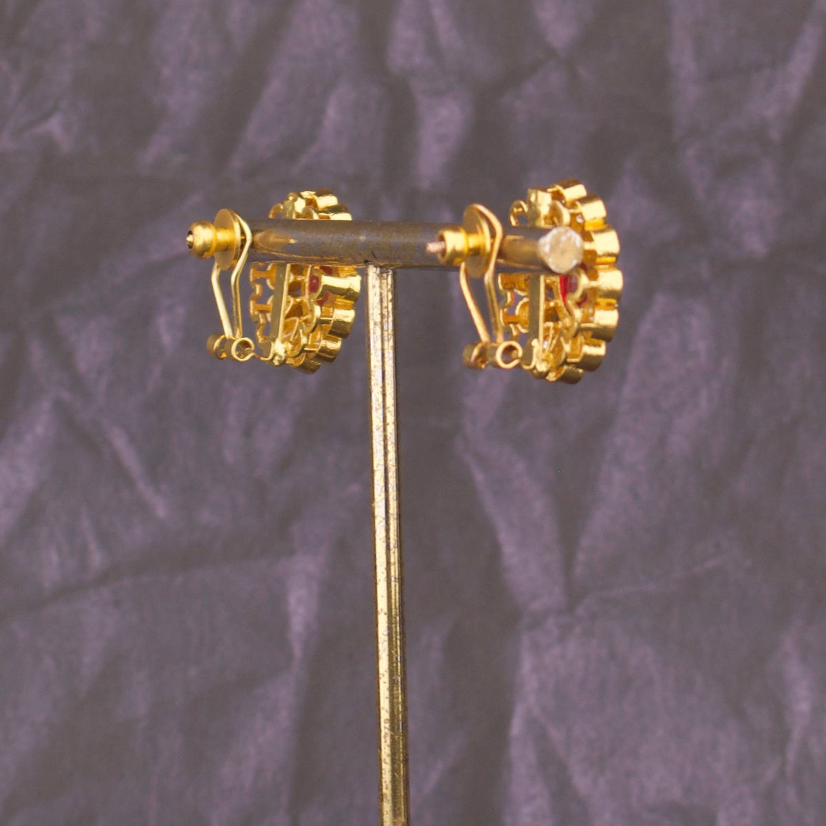 Designer Ruby Jadau Kundan Stud Earrings