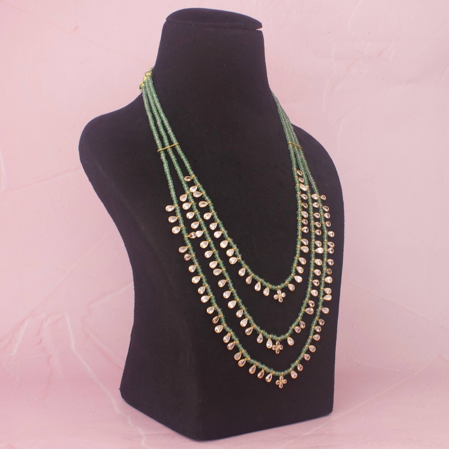 Elegant Multi Layer Bead Kundan Pearl Necklace