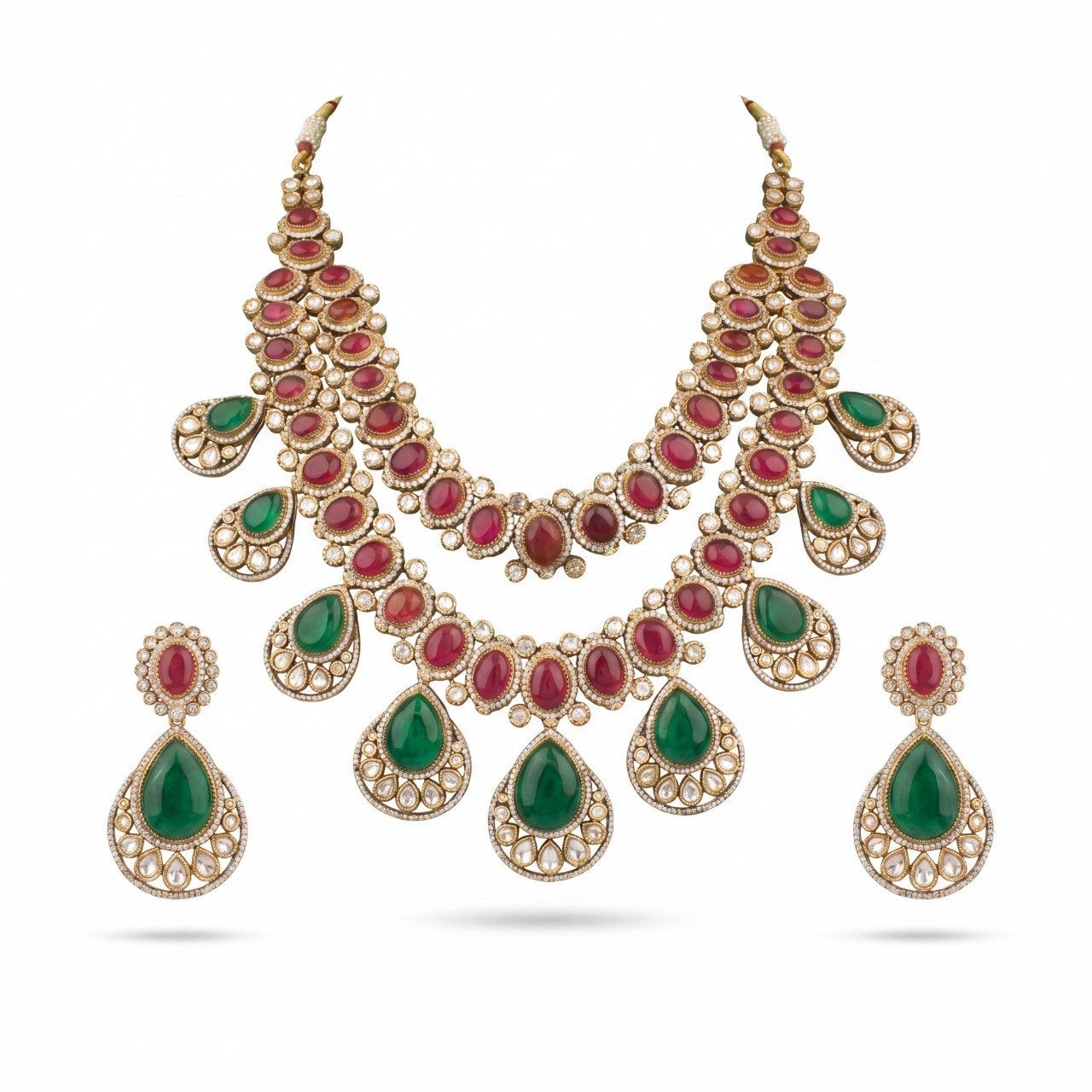 Exquisite Chandbali Design Fusion Kundan & Polki Victorian Long Necklace Set
