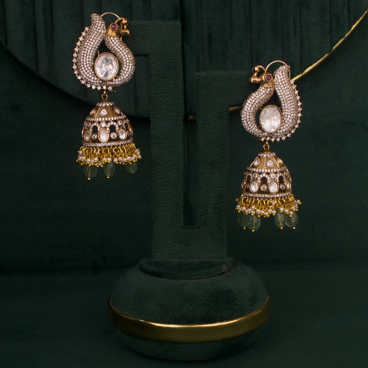 Bridal Moissanite Polki Layered Haram With Matching Earrings