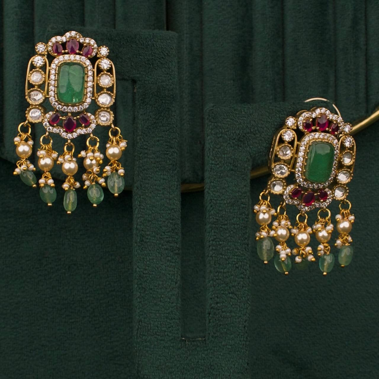 Designer Victorian Polki Fusion Chokers With Matching Earrings