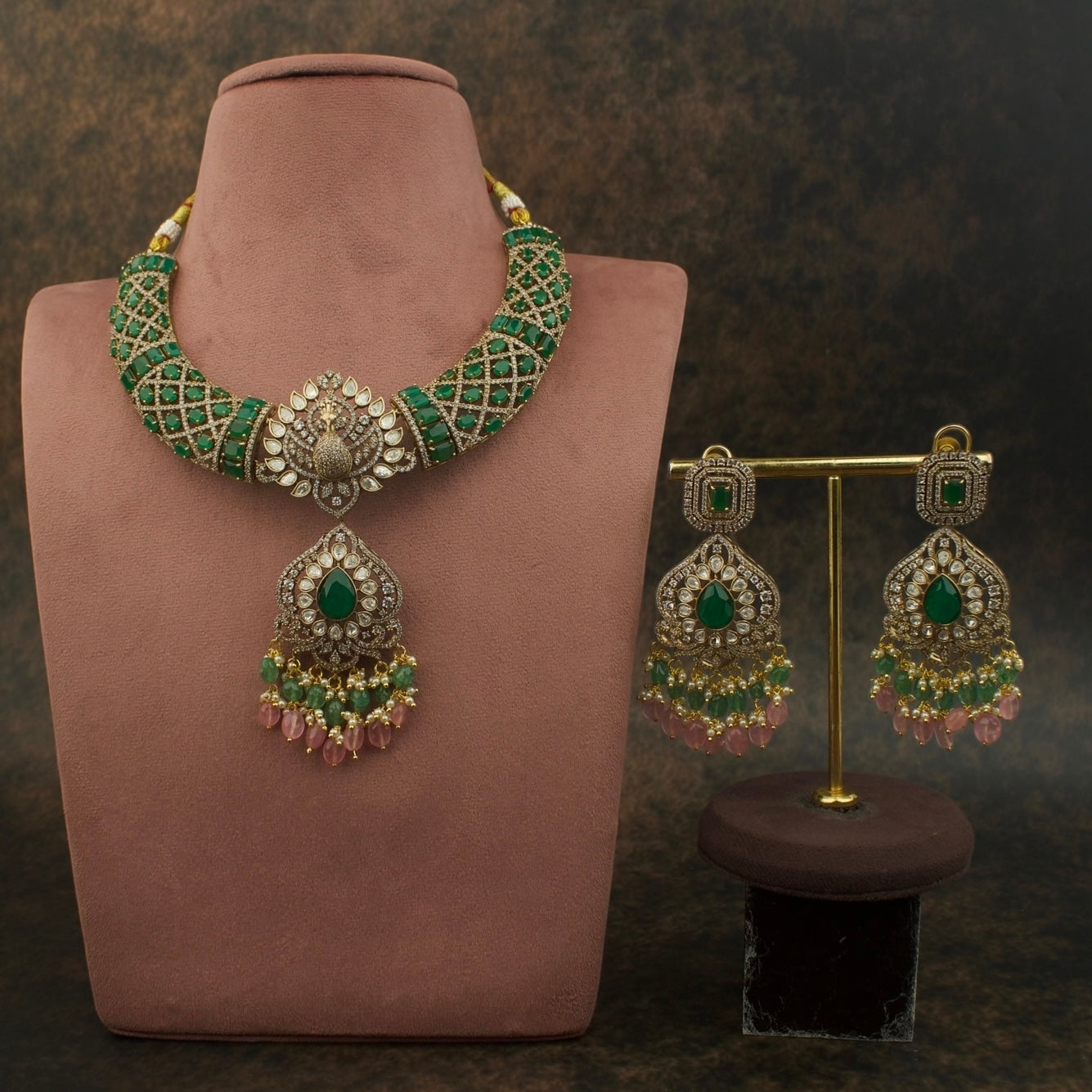 Majestic Fusion Victorian necklace Set with Gemstone Accents