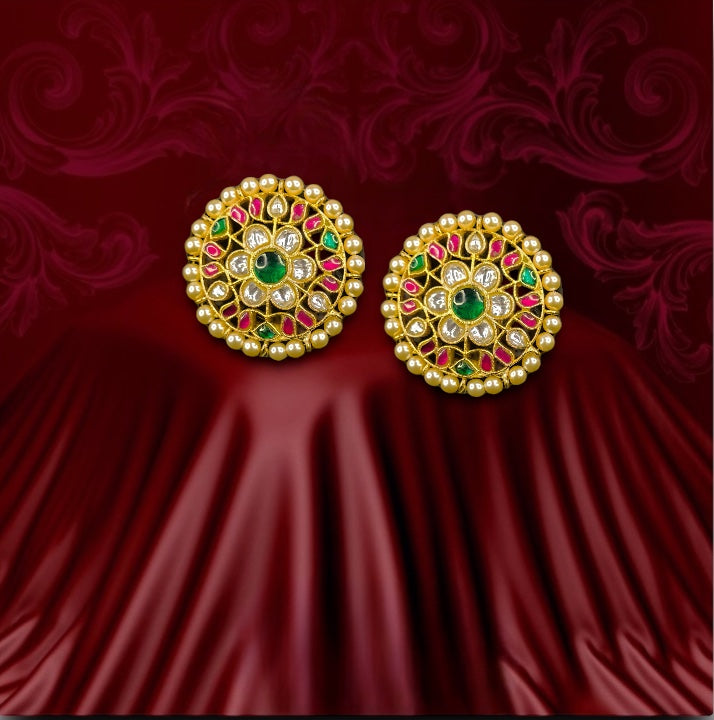 Beautiful Jadau Kundan multi stud Earrings with pearls