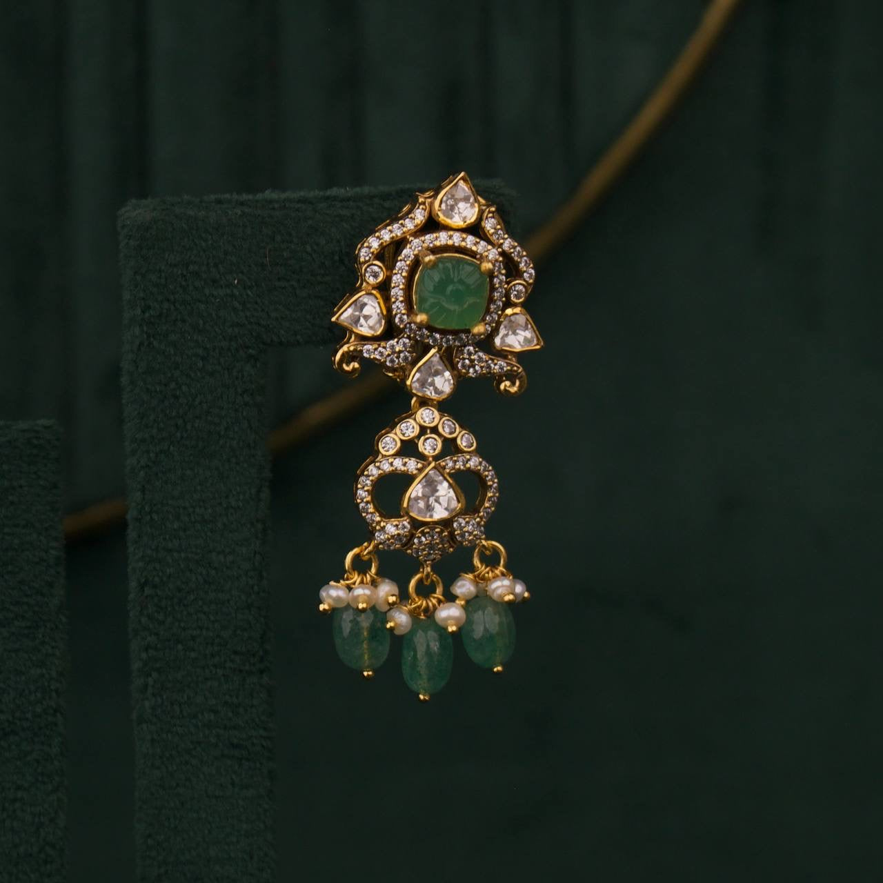 Bridal Polki Necklace Set In Pure 925 Silver