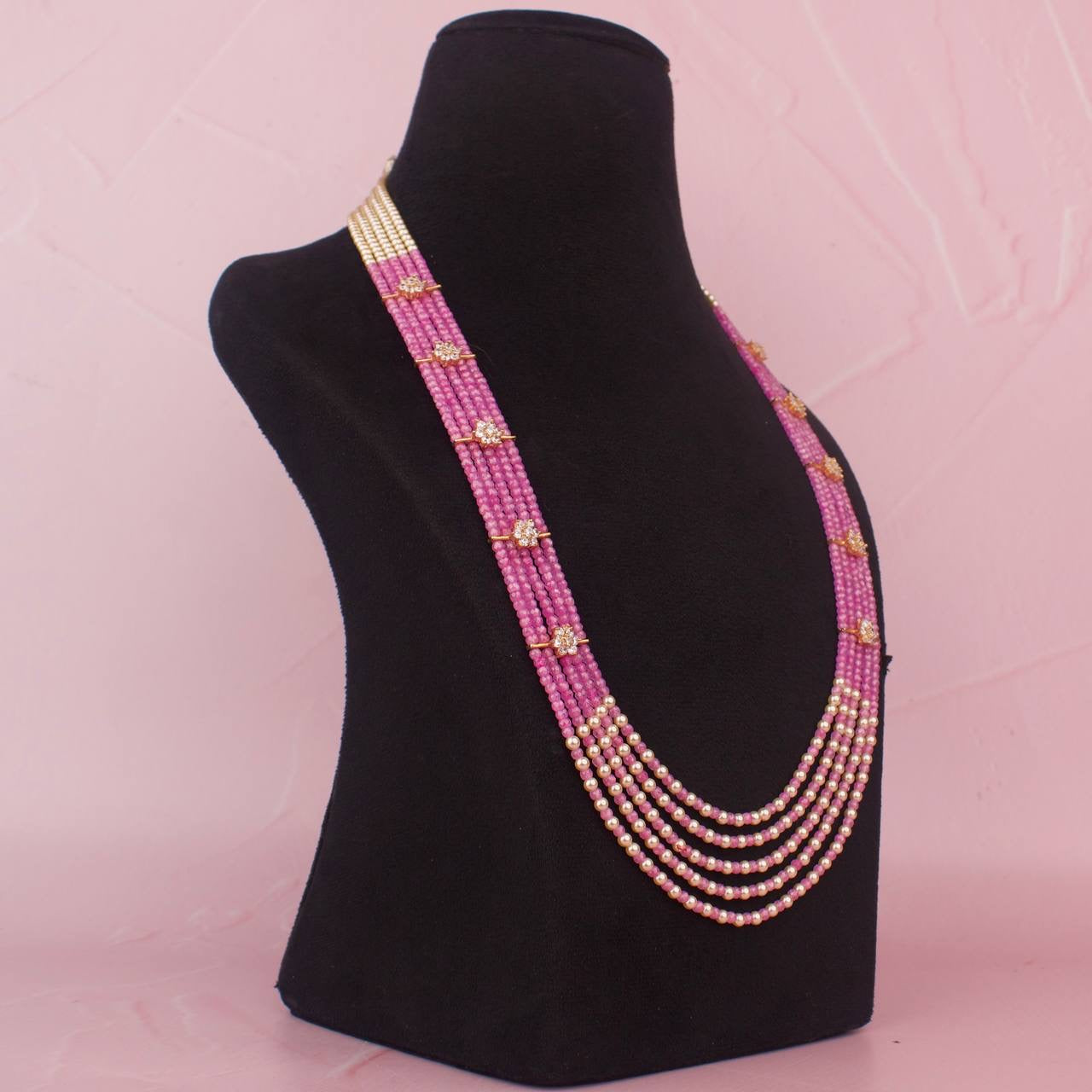 Stunning Beads Mala With Cz Side Lockets