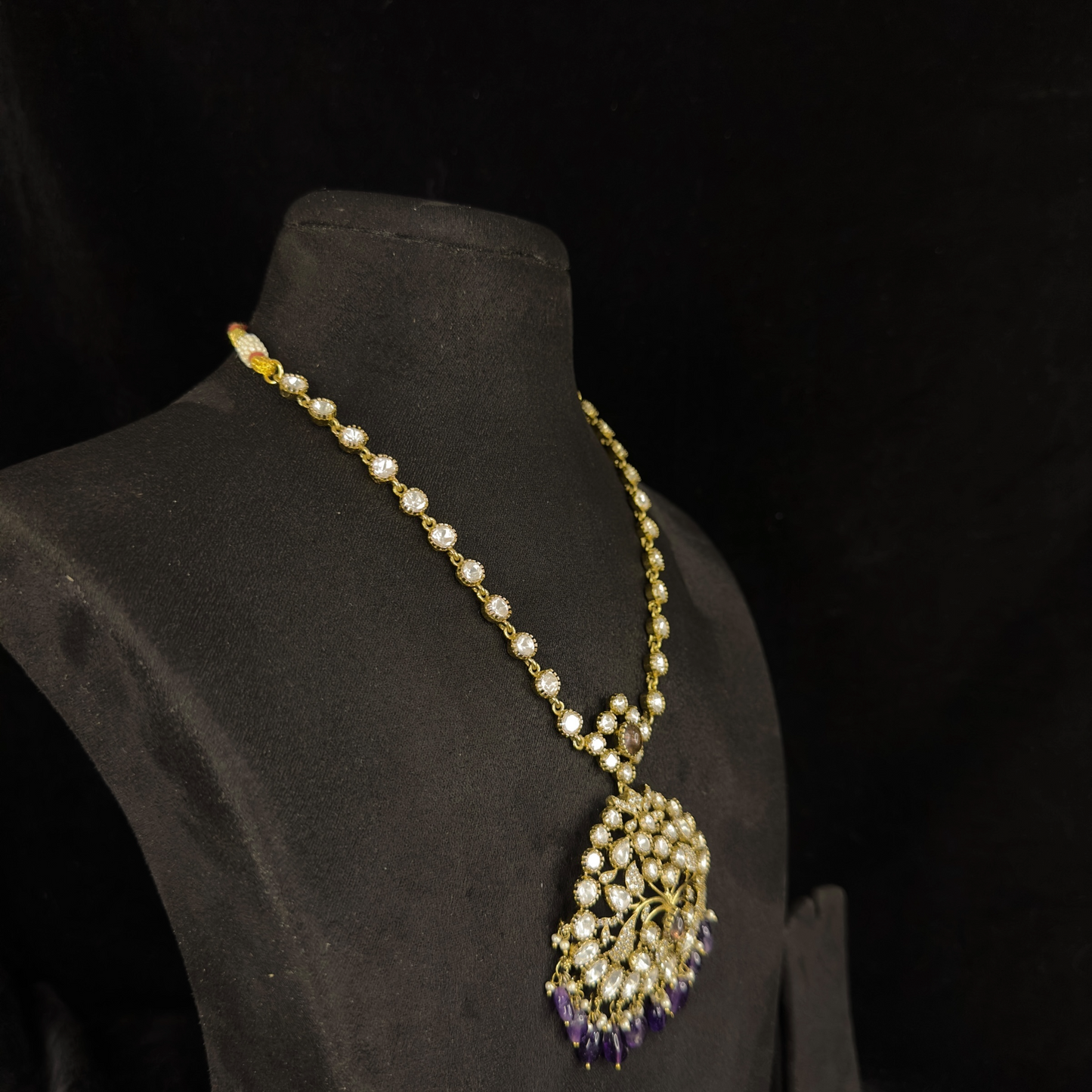 Victorian polki Necklace Set with zircon stones