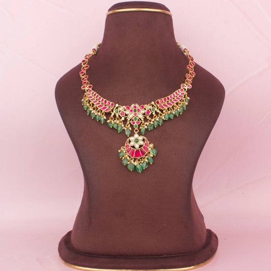 Opulent Jadau Kundan Short Necklace With Locket