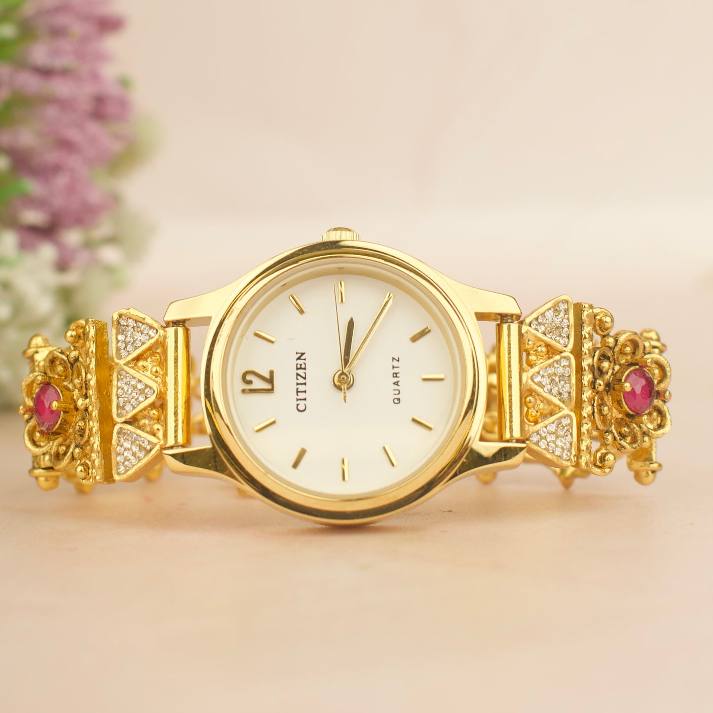 Majestic Jadau Kundan Mango Design Stone Work Watch