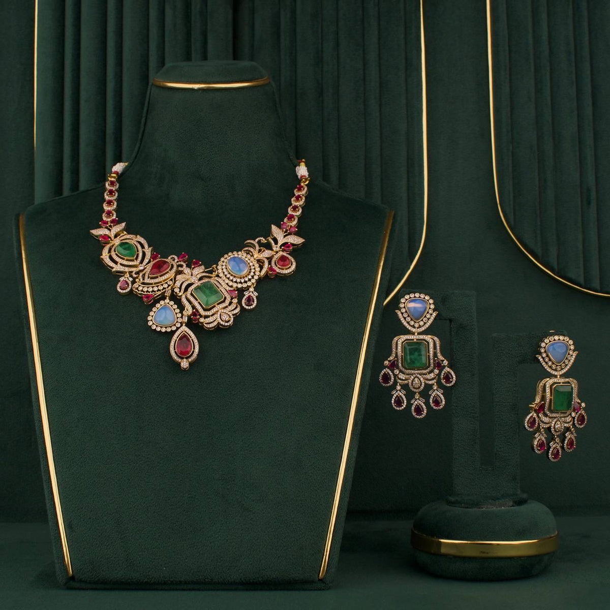 Handcrafted detail view of Modern Victorian Necklace Set With Matching Earrings jewelry piece