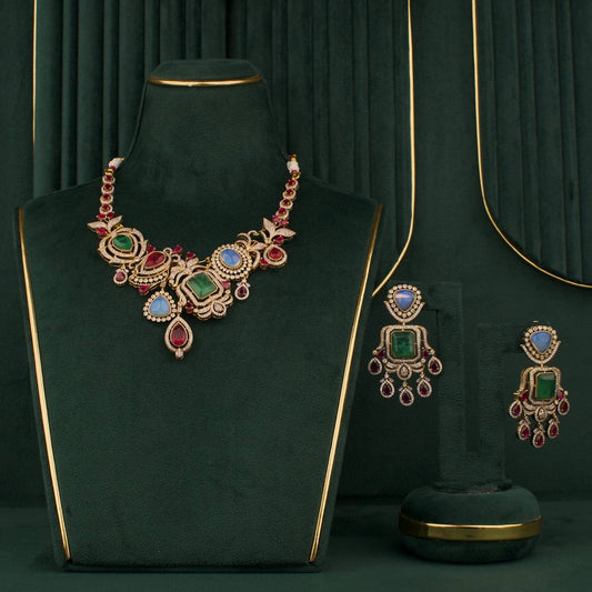 Handcrafted detail view of Modern Victorian Necklace Set With Matching Earrings jewelry piece