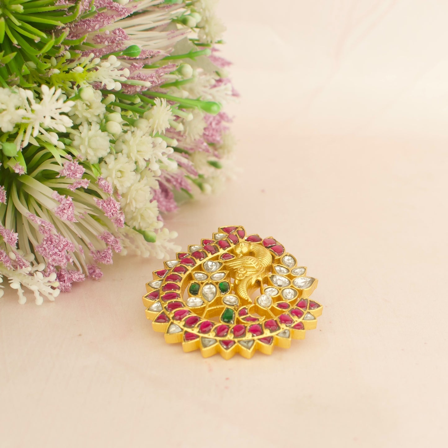 Grand Jadau Kundan Locket  with Nakshi finishing