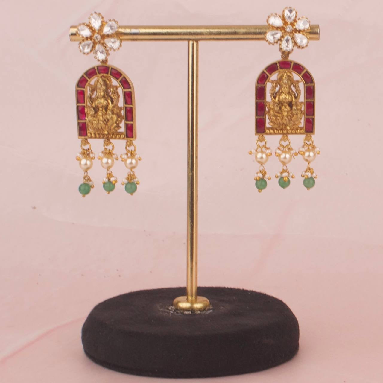Divine Lakshmi Devi Nakshi x Kundan Choker Set With Matching Earrings