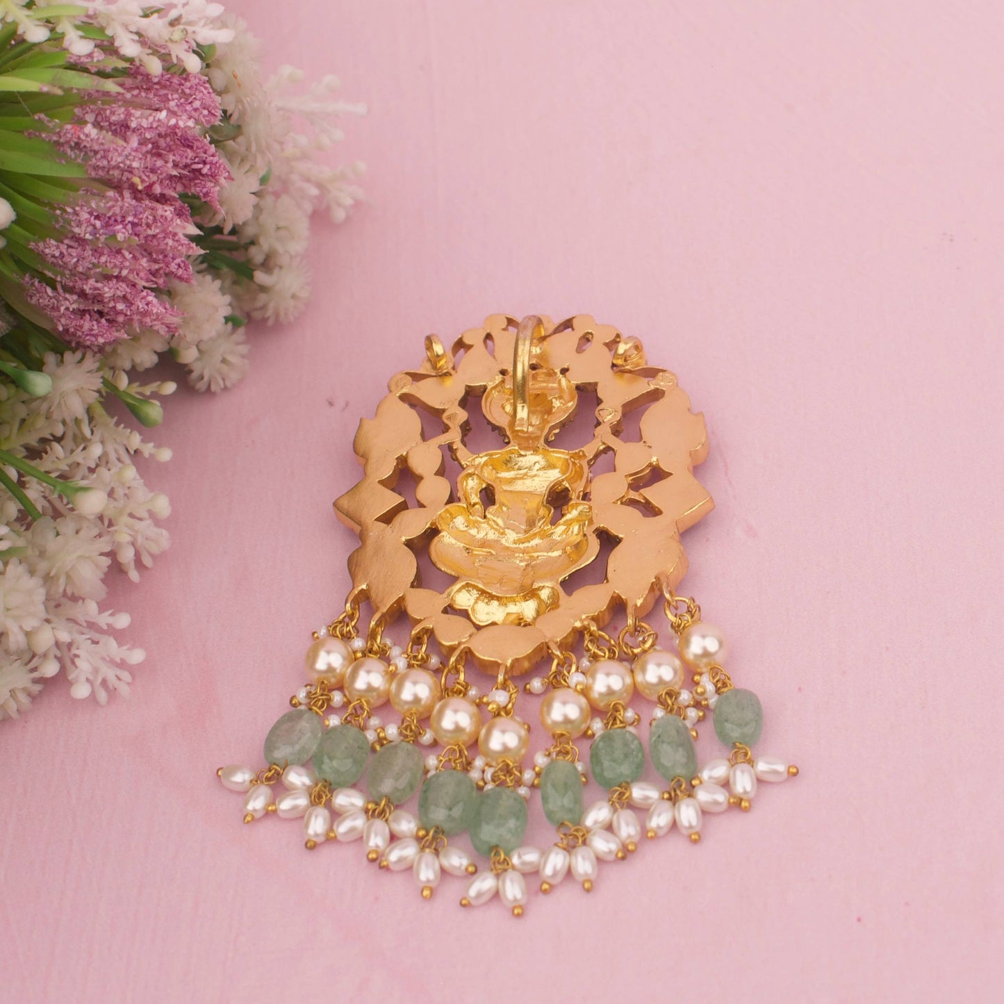 Divine Goddess Lakshmi Jadau Kundan Pendant